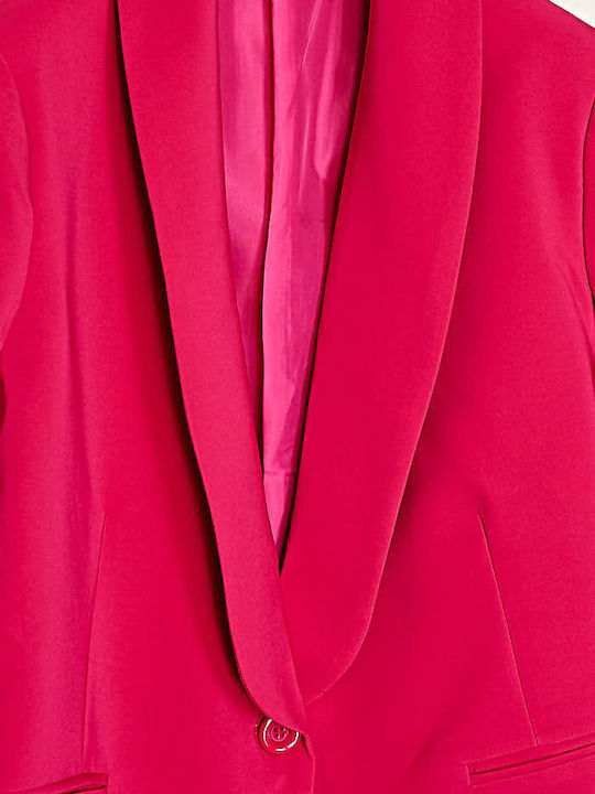 Cuca Damen Krepp Mittellang Blazer Fuchsia