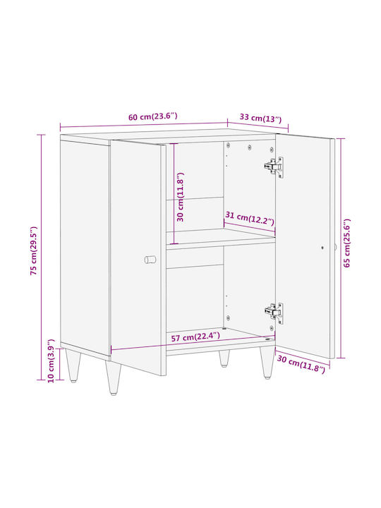 Cabinet de depozitare din lemn masiv L60xW33xH75buc