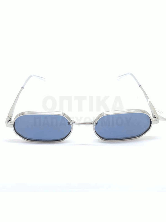 The Glass of Brixton Unisex Sonnenbrille mit Silber Metall Gestell und Blau Linse