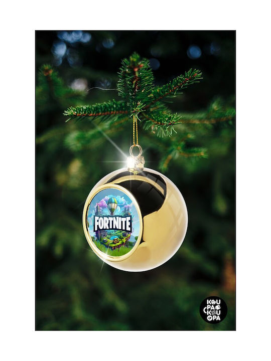 Fortnite Land Christmas Hanging Ball Ornament Gold With Gold Dust With Beads Gold