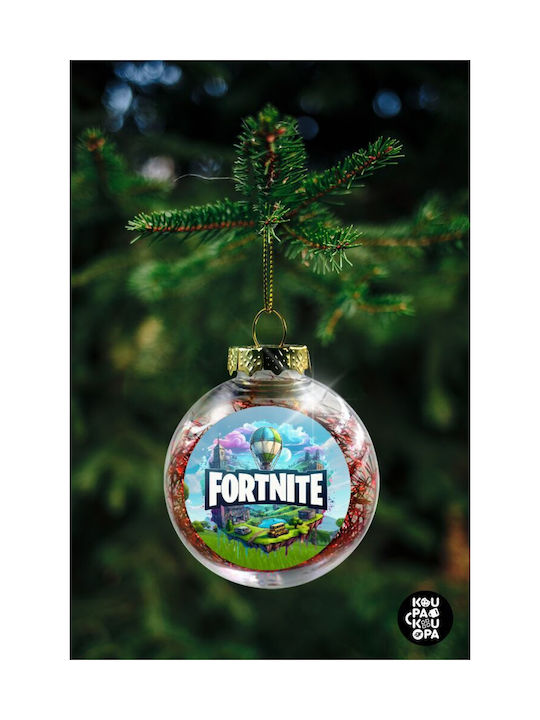 Fortnite Land Christmas Hanging Ball Ornament Plastic Transparent With Gold Dust With Beads Transparent