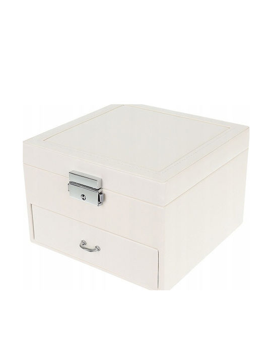 Jewellery Box with Mirror White 16x16x11cm