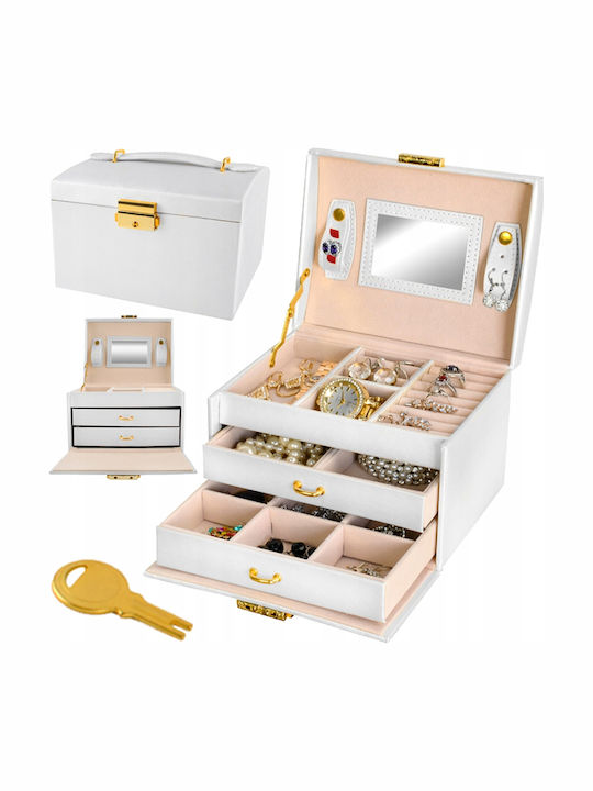Jewellery Box Made of Faux Leather with White Mirror 17.5x13.8x13.5cm
