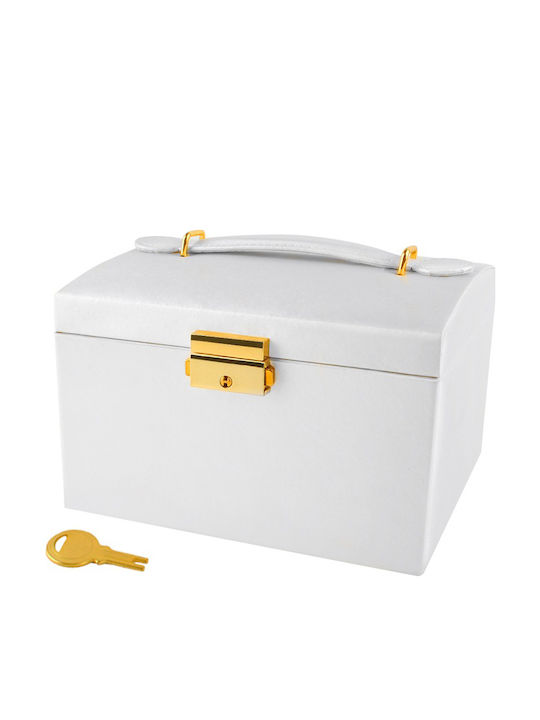 Jewellery Box Made of Faux Leather with White Mirror 17.5x13.8x13.5cm