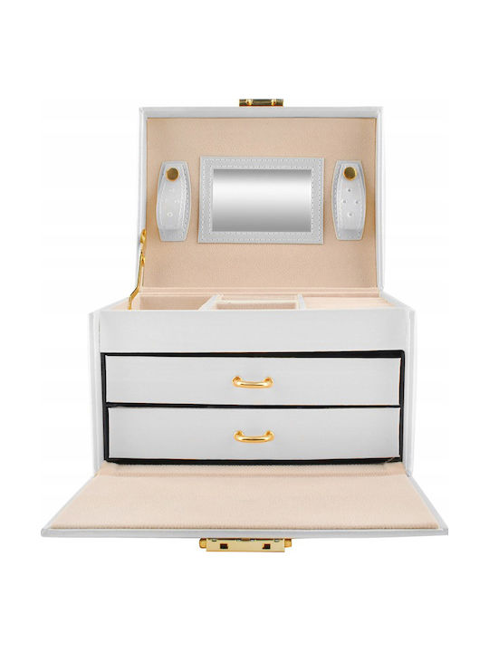 Jewellery Box Made of Faux Leather with White Mirror 17.5x13.8x13.5cm