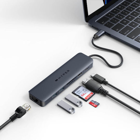Targus Hub 7 Θυρών USB 3.2 με σύνδεση USB-A / Ethernet Μπλε