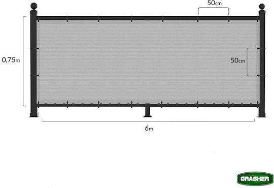 Grasher Rectangular Shade Divider Gray With Hoop 1.50x6m 160gr/m²