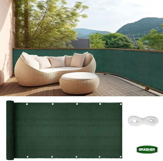 Grasher Rectangular Shade Divider Green With Hoop 1.5x6m 160gr/m²