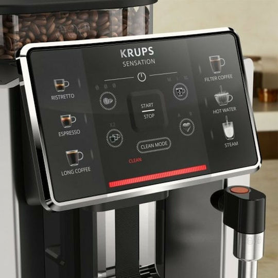 Krups Sensation Automatic Espresso Coffee Machine 1450W Pressure 15bar with Grinding Burrs Black EA910A10