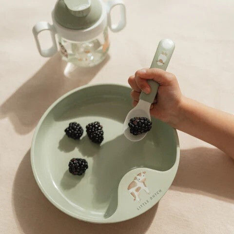 Little Dutch Baby Set with Spoons Little Farm made of Plastic Green 2pcs