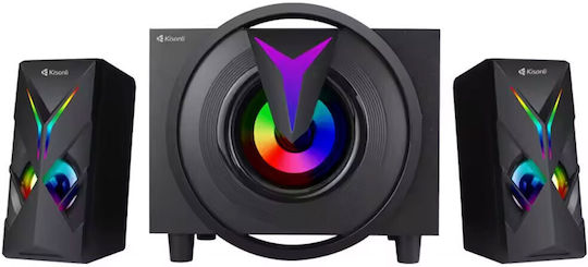 Kisonli TM-1000U Ηχεία Υπολογιστή 2.1 με RGB Φωτισμό και Bluetooth Ισχύος 8W σε Μαύρο Χρώμα