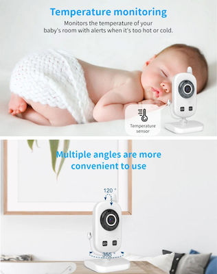 Powertech Wireless Baby Monitor with Camera & Screen 2.4" , Two-way Communication & Lullabies