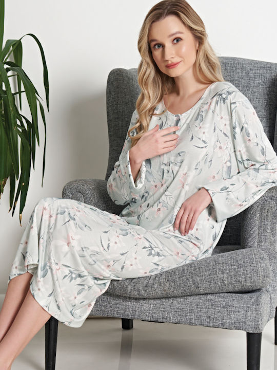 Pijadore Summer Women's Nightdress Bay Leaf Mint