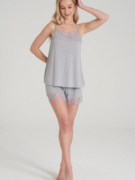 Women's Pajama Shorts Pijadore Ntela Viscose Light Grey