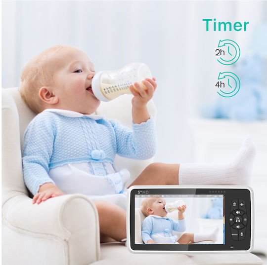 Powertech Wireless Baby Monitor with Camera & Screen 5" , Two-way Communication & Lullabies