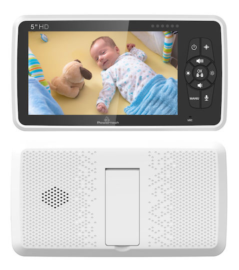 Powertech Wireless Baby Monitor with Camera & Screen 5" , Two-way Communication & Lullabies