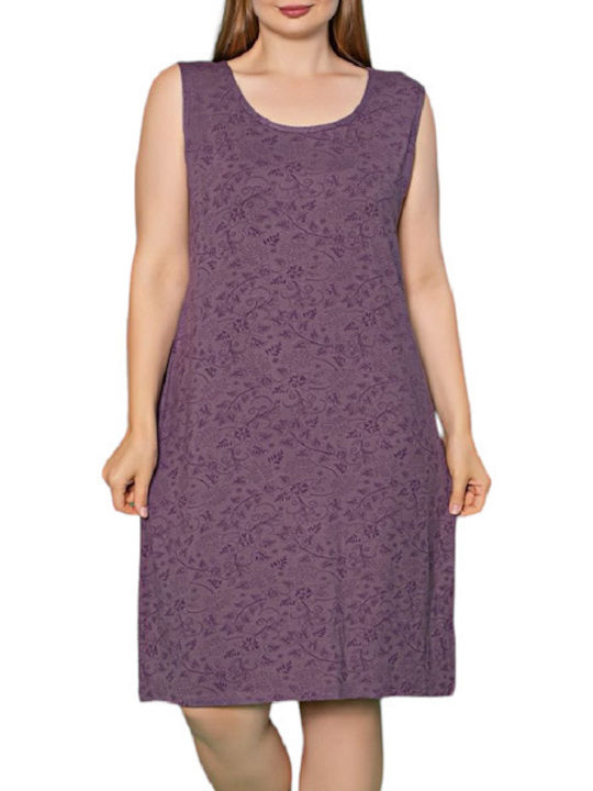 Summer Cotton Women's Nightdress Purple