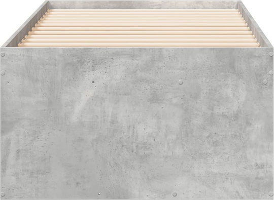 Pat pentru Copii Single cu Spațiu de Depozitare Gri pentru Saltea 100x200cm