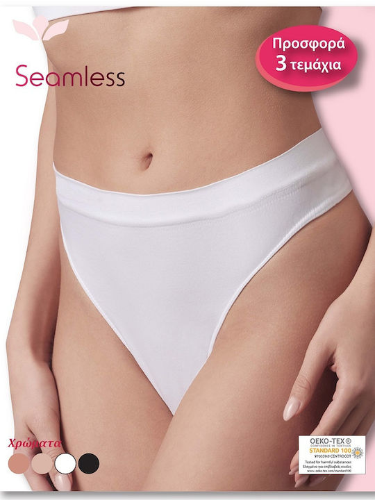 Damen Zeichenfolge 3Pack Nahtlos Ecru