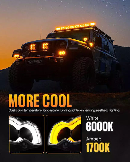 NovSight Rectangularς Faruri Auto LED 12 / 24V 70W cu Alb Iluminare 1buc