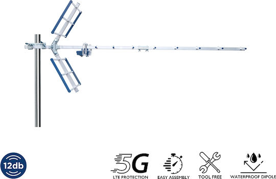 Edision Yagi 26-00-0002 Outdoor TV Antenna (Does not Require Power Supply) Silver