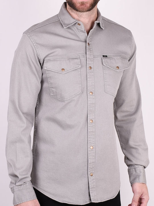 Long-sleeved Denim Shirt Gray