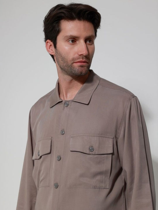 Μακρυμάνικo Overshirt Καφέ