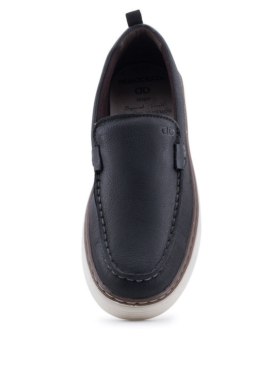 Δερμάτινα Ανδρικά Slip-On Μαύρα