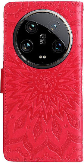 Embossed Sunflower Wallet Red (Xiaomi 14 Ultra)
