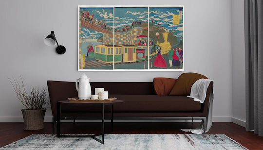 Famous Places In Tokyo, Takanawa: Picture Of Complete Picture Of A Steam Locomotive And Railroad (1871) By Tsukioka Yoshitoshi Painting on Canvas 50x80cm