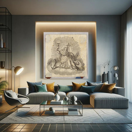 Engraving Vignette Gemälde Hölzernes 110x110cm