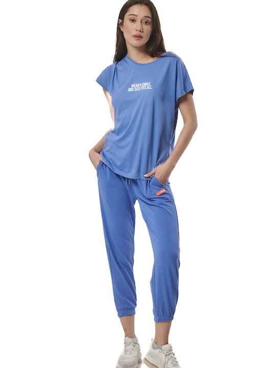 Body Action Damen Sportlich T-shirt Blau