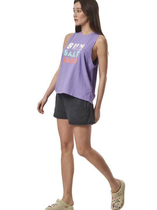 Body Action Women's Athletic Blouse Sleeveless Paisley Purple