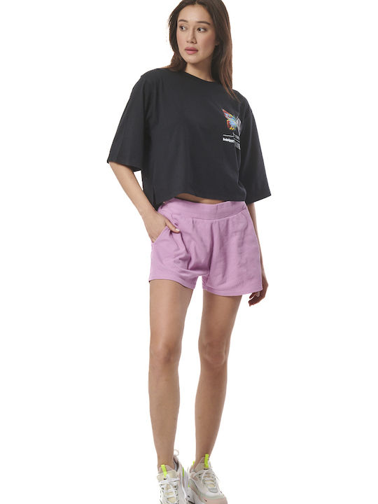 Γυναικείο Crop T-shirt Μαύρο