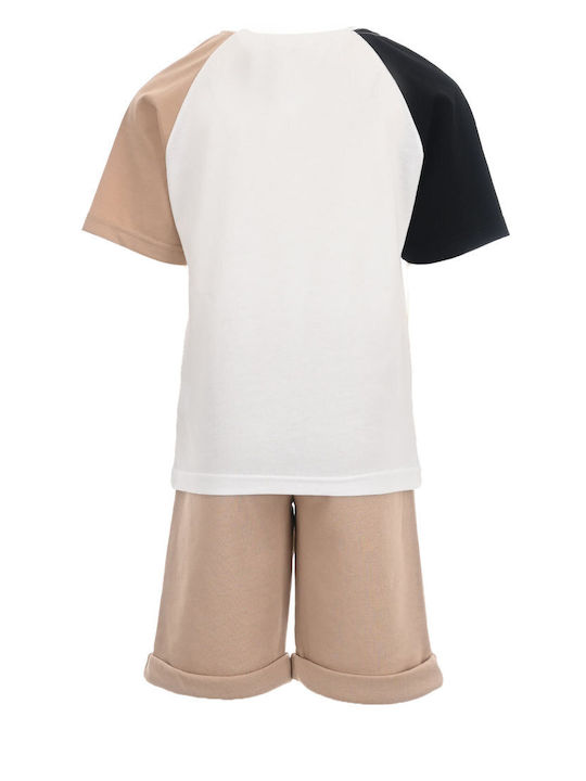 Action Sportswear Kinder Set mit Shorts Sommer 2Stück ecru-beige