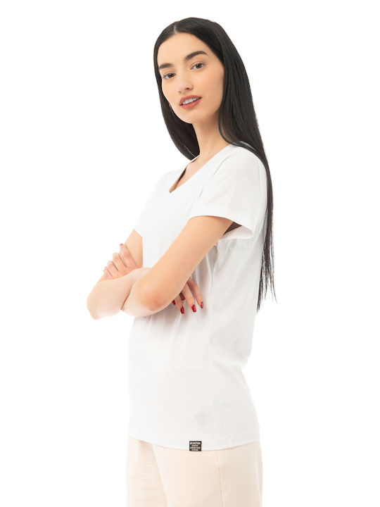 Be:Nation Women's T-shirt with V Neck White