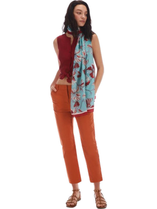 Women's Fabric Trousers in Slim Fit Orange