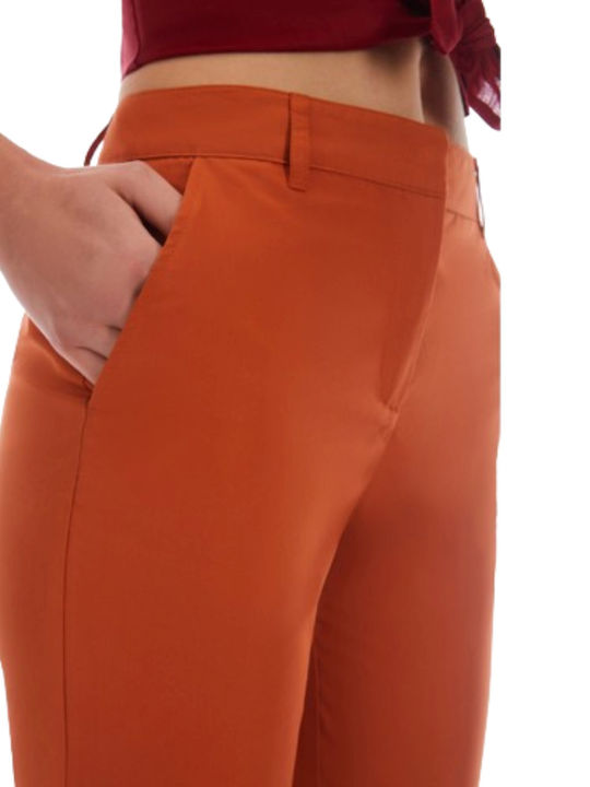Women's Fabric Trousers in Slim Fit Orange