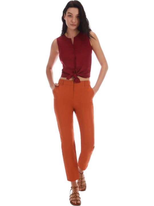 Women's Fabric Trousers in Slim Fit Orange