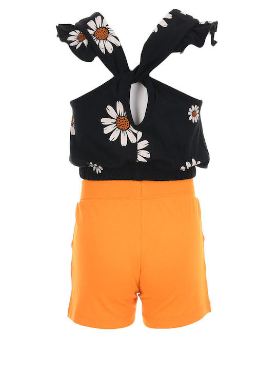 Nek Kids Wear Kids Set with Shorts Summer 2pcs Black-orange