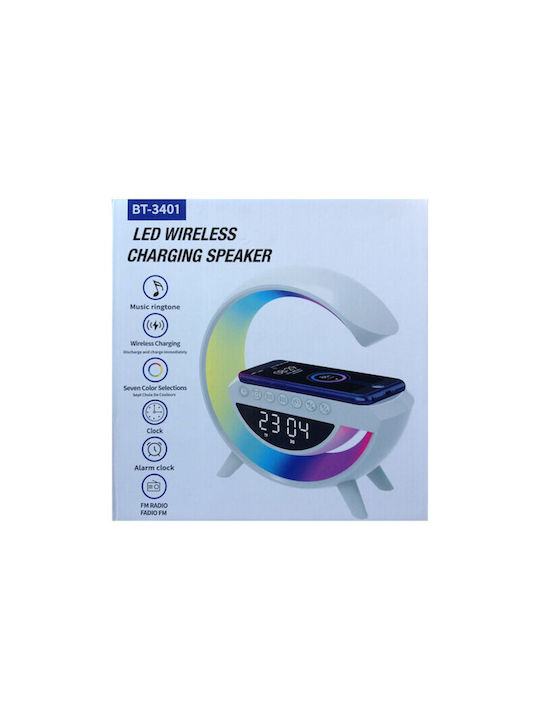 BT-3401 Tabletop Digital Clock with Radio & Wireless Charging White 46938470
