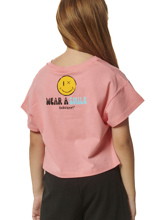 Kinder-Crop-Top Kurzarm Koralle