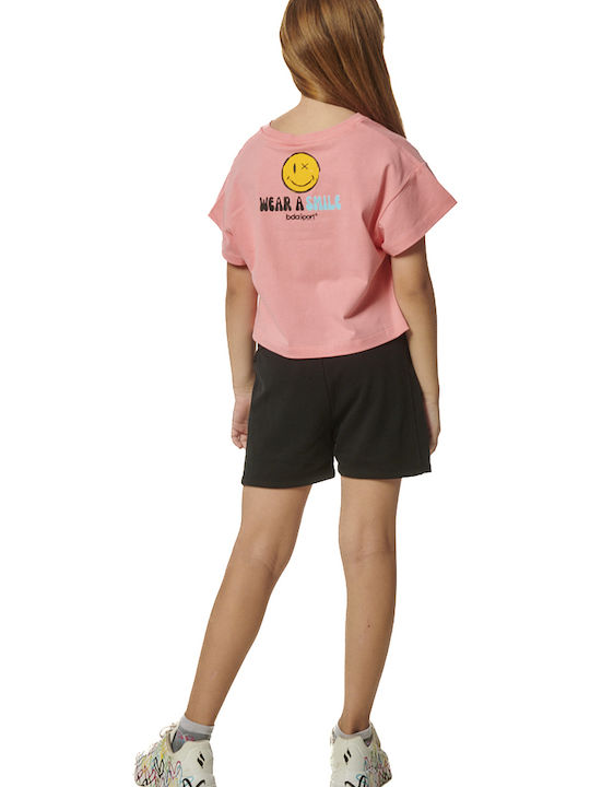Kinder-Crop-Top Kurzarm Koralle