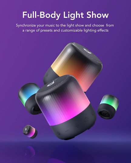 Anker Soundcore Glow Mini Αδιάβροχο Ηχείο Bluetooth 8W με Διάρκεια Μπαταρίας έως 12 ώρες Μαύρο
