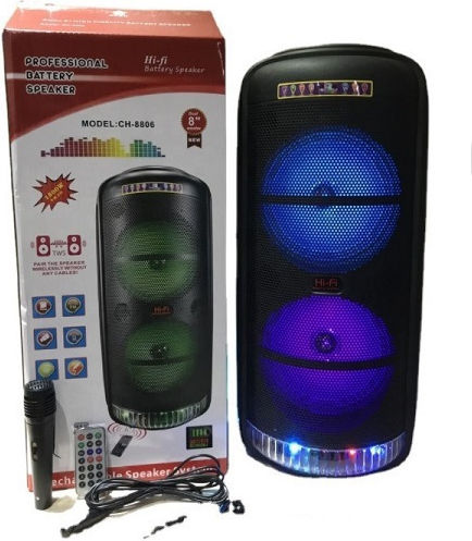 Cmik Karaoke Speaker with Wired Microphone and Lighting Effects MK-8806 Black