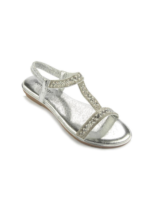 Fshoes Women's Flat Sandals in Silver Color