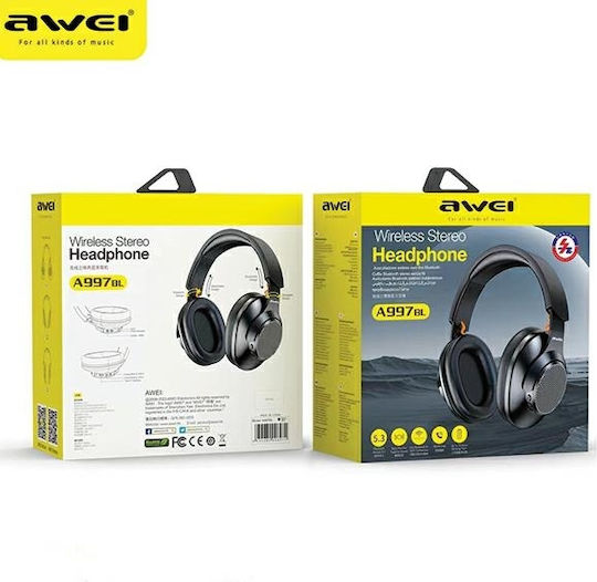 Awei A997 Wireless / Wired Over Ear Headphones with 12 hours of Operation Black
