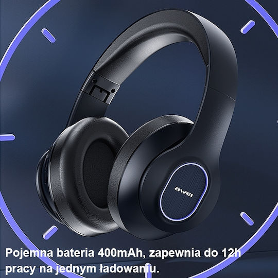 Awei A100BL Bluetooth Wireless Over Ear Headphones with Radio with 12 hours of Operation Black