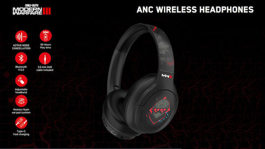 OTL Call of Duty: MW3 Wireless / Wired Kids' Over Ear Headphones with 20 Hours Playing Time and Quick Charge Black
