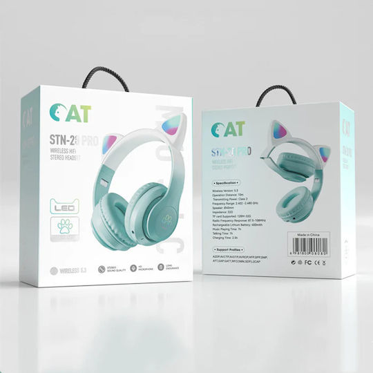 Cat STN28 Pro Wireless / Wired On Ear Headphones with 15 hours of Operation Pistachio